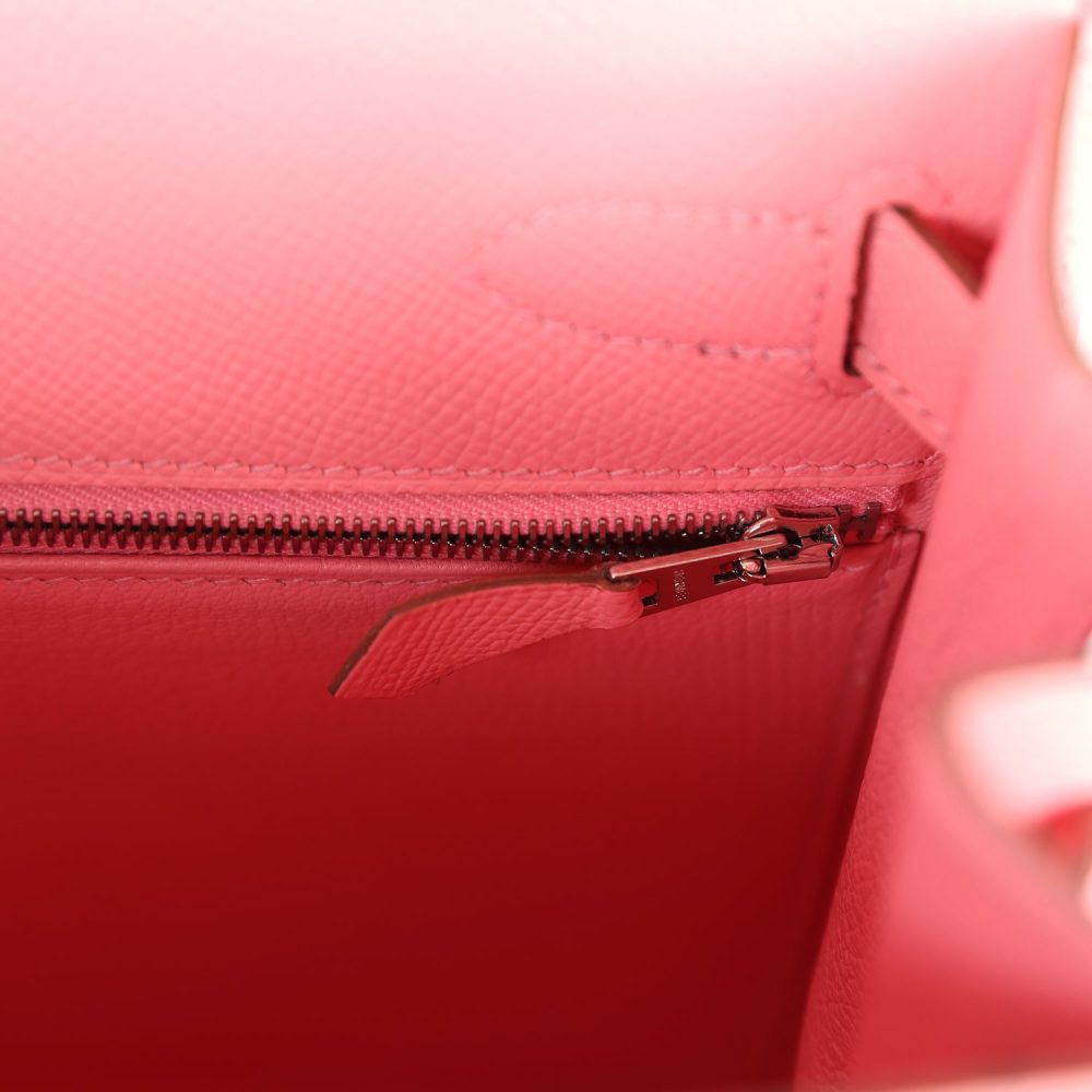 Hermes Kelly Sellier 28 Rose Confetti Epsom Palladium Hardware - Image 9