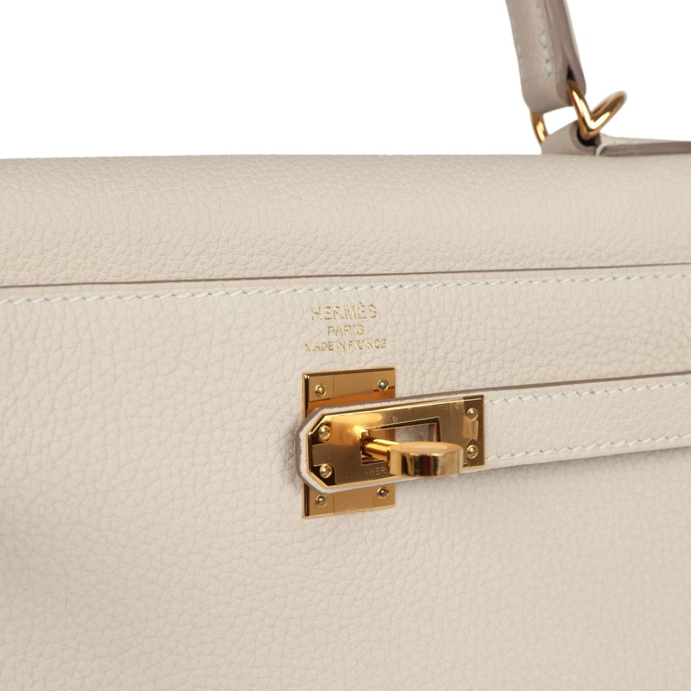 Hermes Kelly Retourne 25 Craie Togo Gold Hardware - Image 7