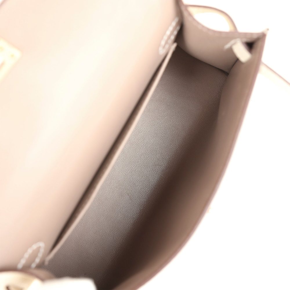 Pre-owned Hermes Special Order (HSS) Kelly Sellier 20 Craie and Gris Asphalte Epsom Permabrass Hardware - Image 8