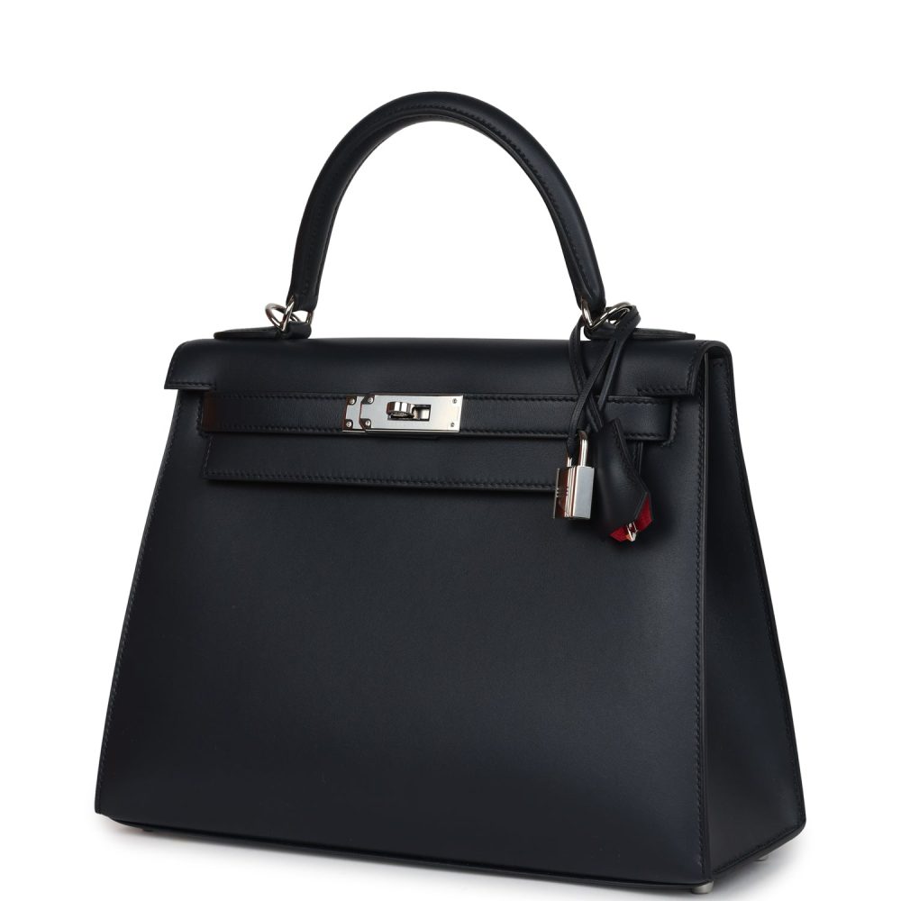 Hermes Special Order (HSS) Kelly Sellier 28 Bleu Obscur Verso Sombrero Palladium Hardware - Image 5