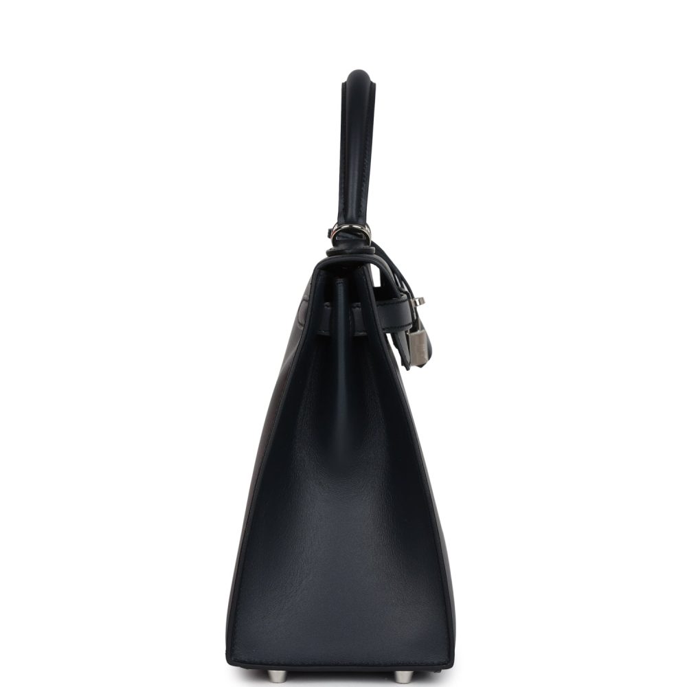Hermes Special Order (HSS) Kelly Sellier 28 Bleu Obscur Verso Sombrero Palladium Hardware - Image 3