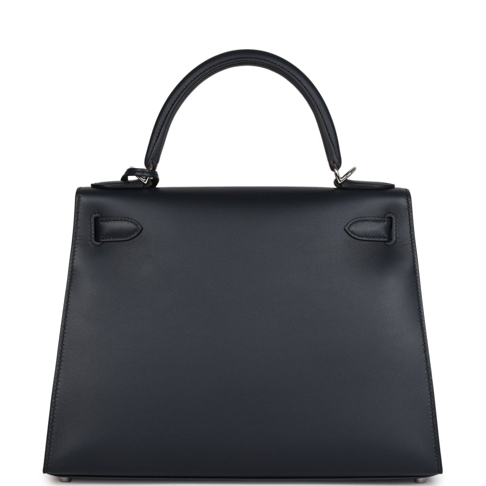 Hermes Special Order (HSS) Kelly Sellier 28 Bleu Obscur Verso Sombrero Palladium Hardware - Image 4