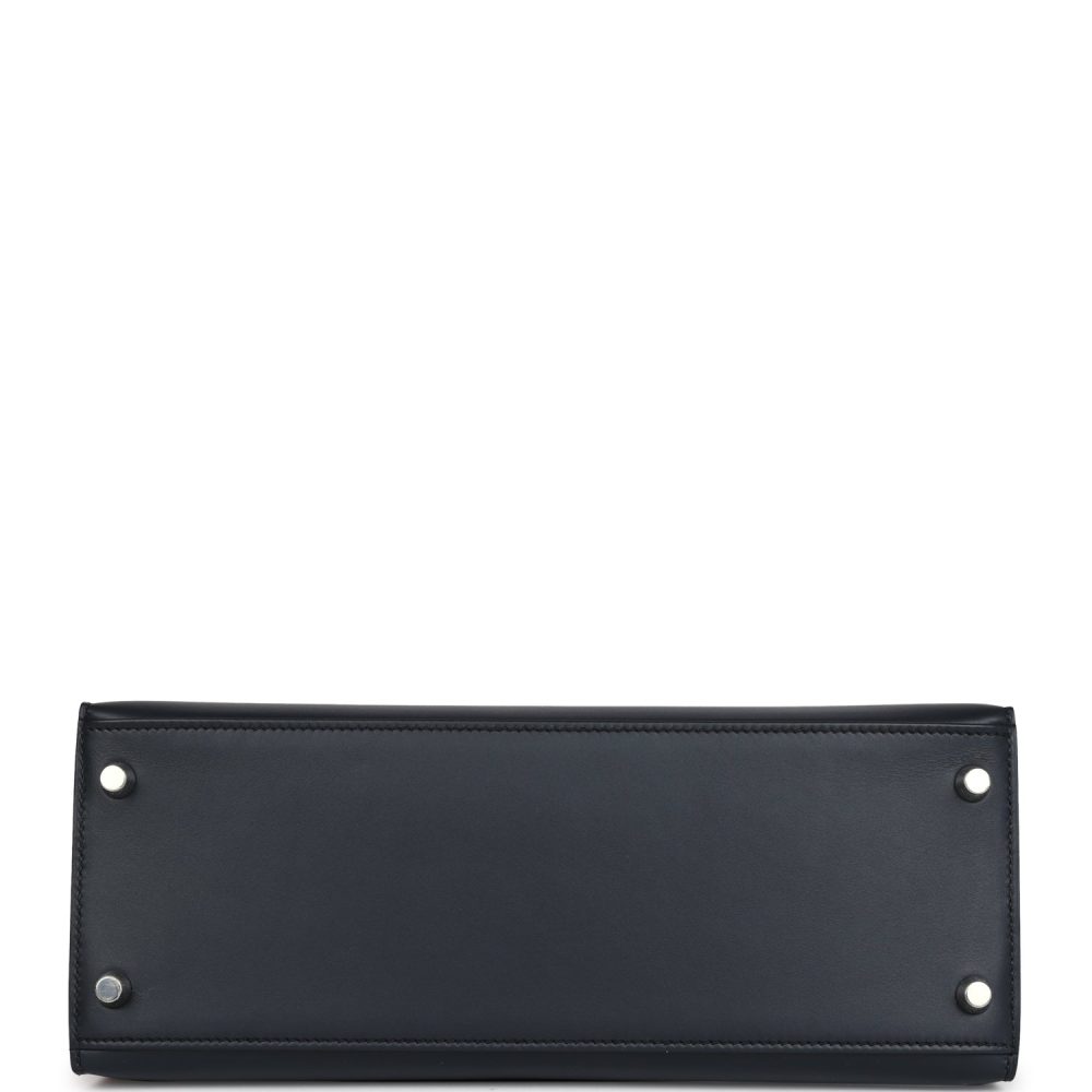 Hermes Special Order (HSS) Kelly Sellier 28 Bleu Obscur Verso Sombrero Palladium Hardware - Image 6