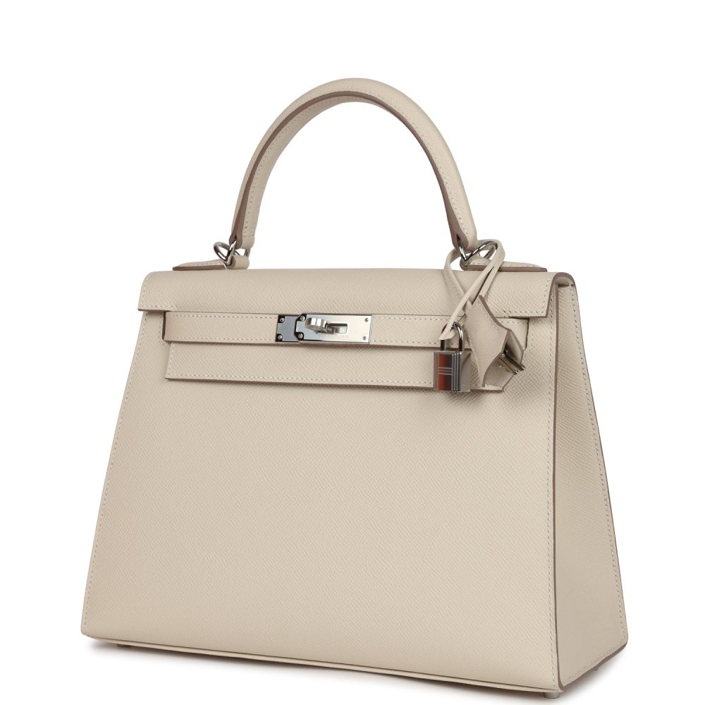 Hermes Kelly Sellier 28 Craie Epsom Palladium Hardware - Image 5