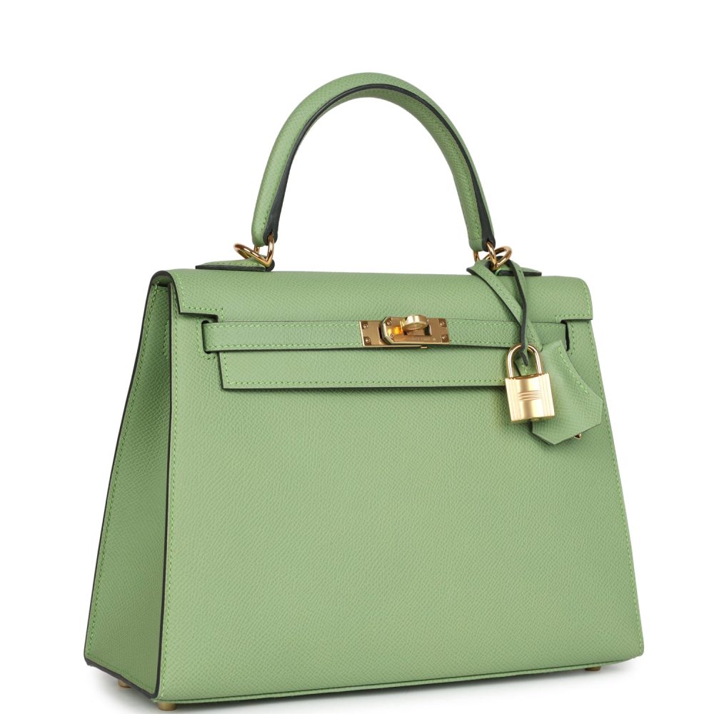Hermes Kelly Sellier 25 Vert Criquet Epsom Gold Hardware - Image 2