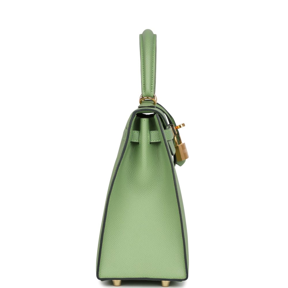 Hermes Kelly Sellier 25 Vert Criquet Epsom Gold Hardware - Image 3