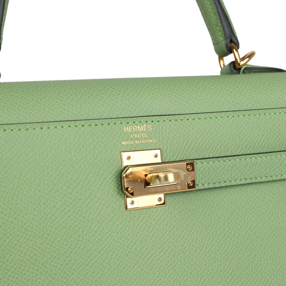 Hermes Kelly Sellier 25 Vert Criquet Epsom Gold Hardware - Image 7