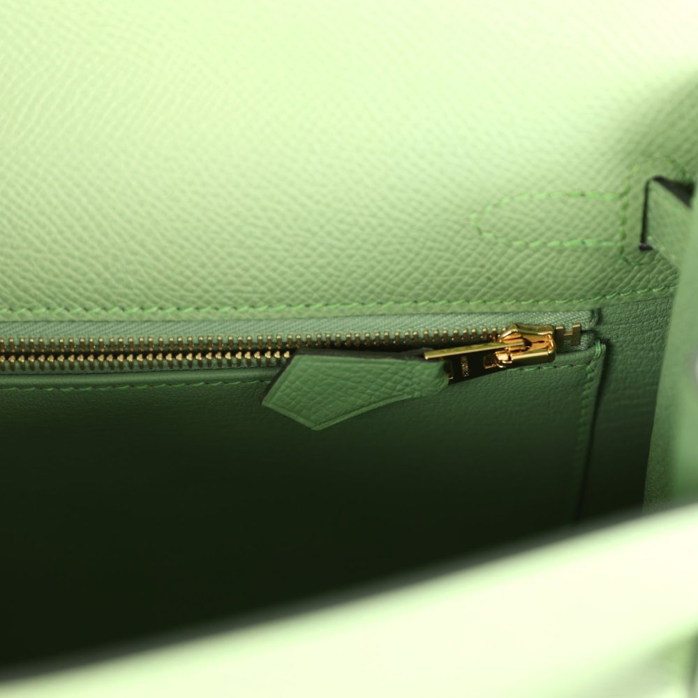 Hermes Kelly Sellier 25 Vert Criquet Epsom Gold Hardware - Image 9