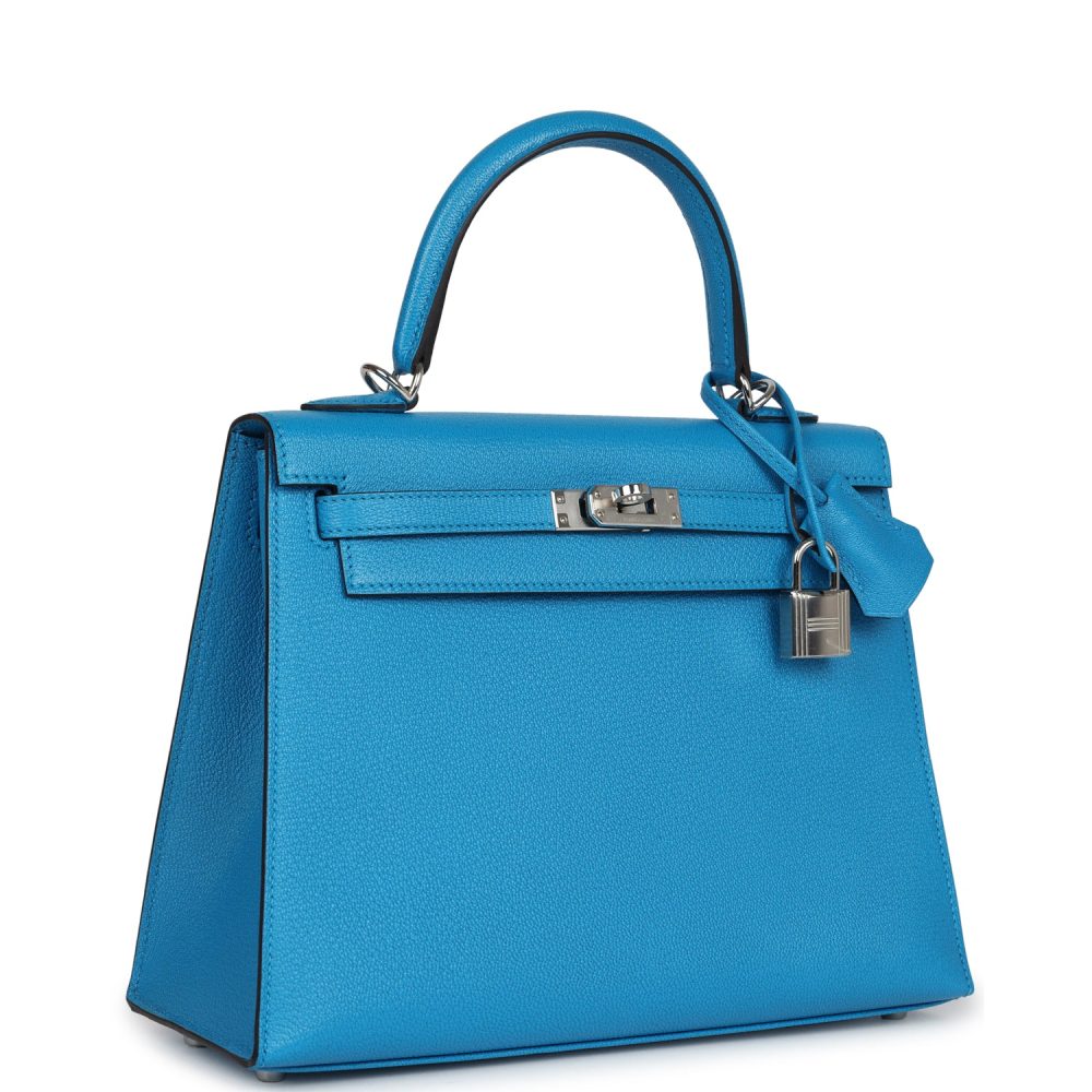 Hermes Kelly Sellier 25 Bleu Zanzibar Chevre Palladium Hardware - Image 2