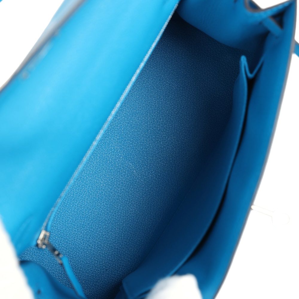 Hermes Kelly Sellier 25 Bleu Zanzibar Chevre Palladium Hardware - Image 8