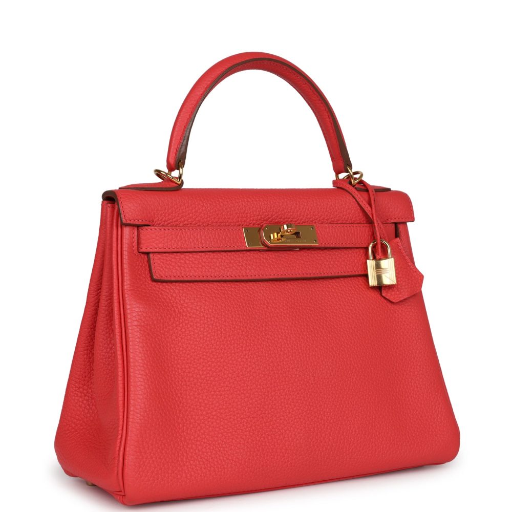 Pre-owned Hermes Kelly Retourne 28 Rose Jaipur Clemence Gold Hardware - Image 2
