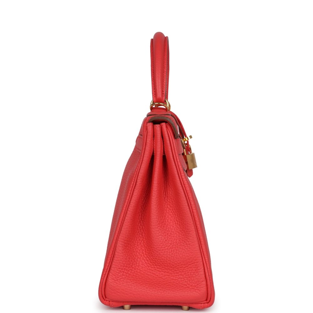 Pre-owned Hermes Kelly Retourne 28 Rose Jaipur Clemence Gold Hardware - Image 3