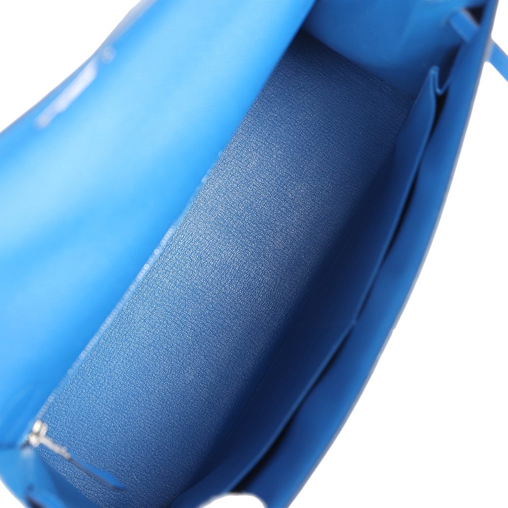 Hermes Kelly Sellier 32 Bleu France Epsom Palladium Hardware - Image 8