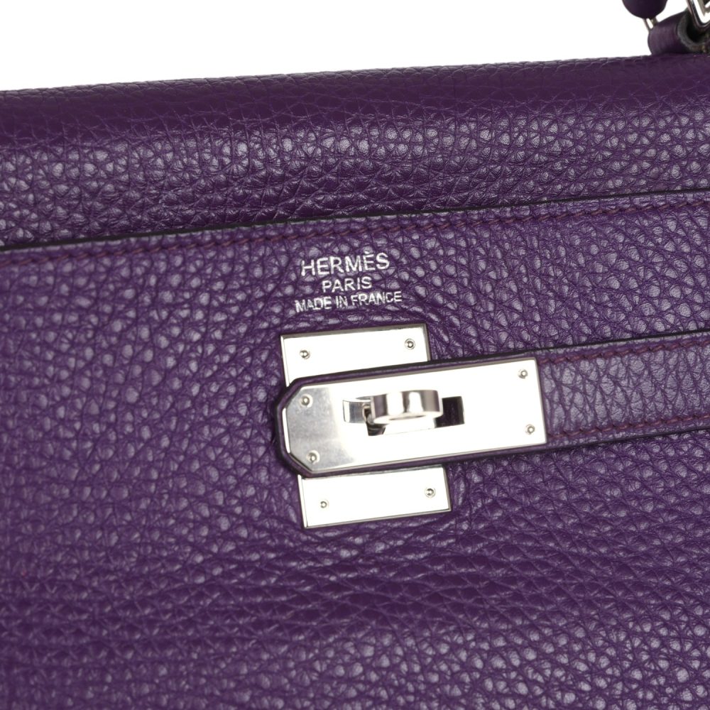 Pre-owned Hermes Kelly Retourne 35 Ultraviolet Clemence Palladium Hardware - Image 7