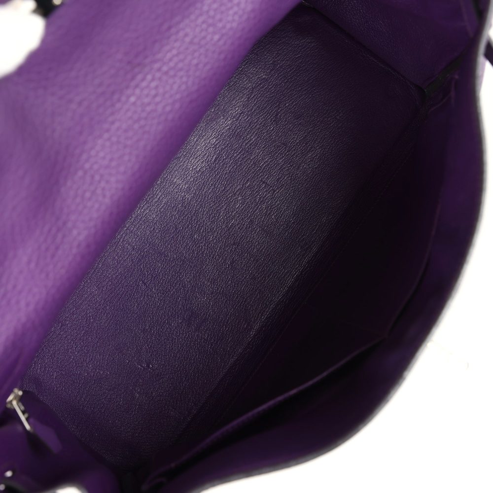 Pre-owned Hermes Kelly Retourne 35 Ultraviolet Clemence Palladium Hardware - Image 8