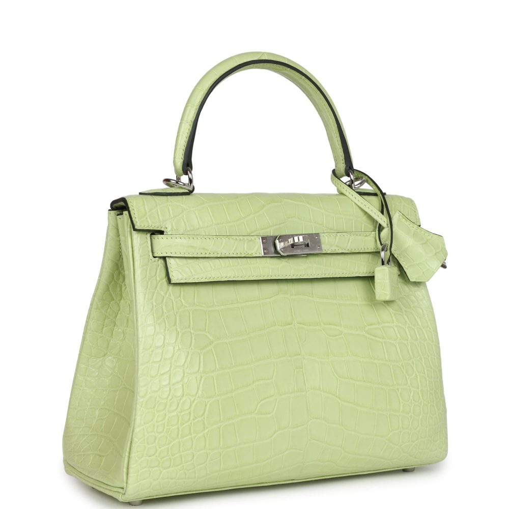 Hermes Kelly Retourne 25 Jaune Bourgeon Matte Alligator Palladium Hardware - Image 2