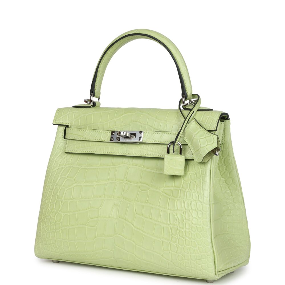 Hermes Kelly Retourne 25 Jaune Bourgeon Matte Alligator Palladium Hardware - Image 5