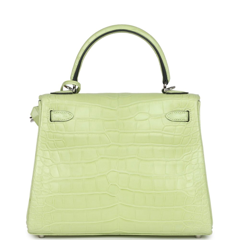 Hermes Kelly Retourne 25 Jaune Bourgeon Matte Alligator Palladium Hardware - Image 4
