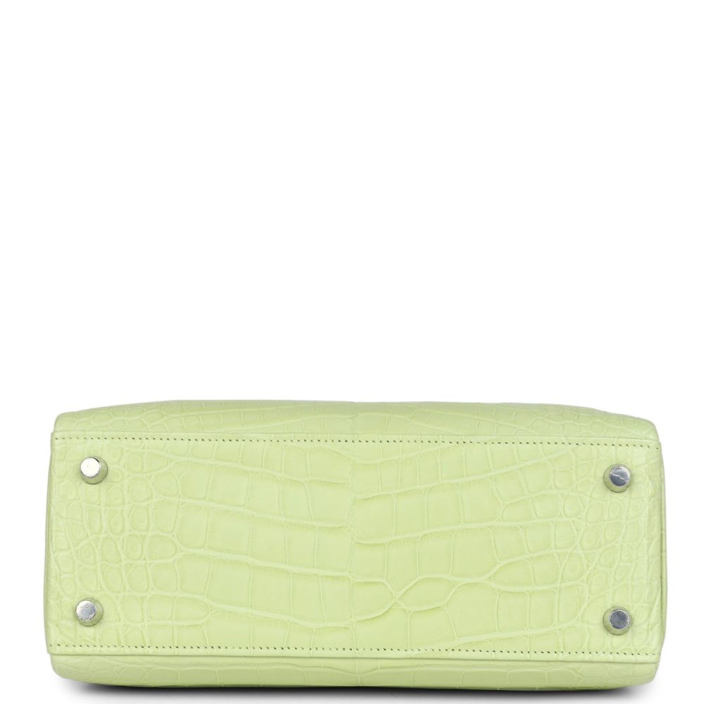 Hermes Kelly Retourne 25 Jaune Bourgeon Matte Alligator Palladium Hardware - Image 6