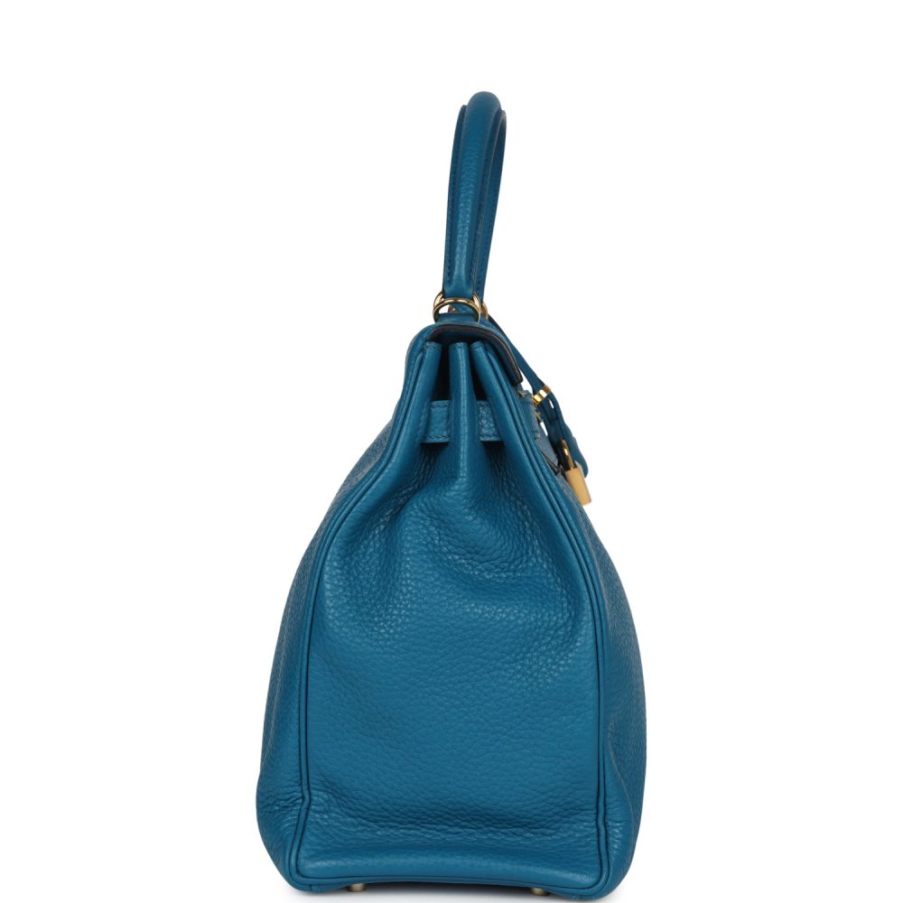 Pre-owned Hermes Kelly Retourne 35 Cobalt Clemence Gold Hardware - Image 3