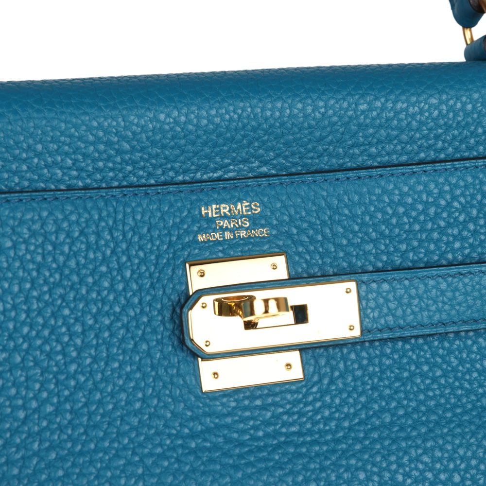 Pre-owned Hermes Kelly Retourne 35 Cobalt Clemence Gold Hardware - Image 7