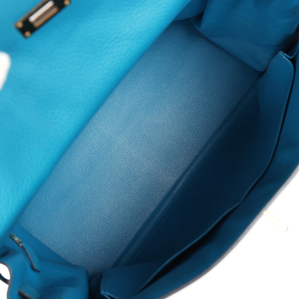 Pre-owned Hermes Kelly Retourne 35 Cobalt Clemence Gold Hardware - Image 8