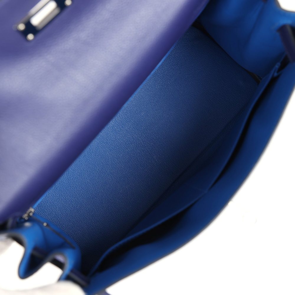 Pre-owned Hermes Kelly Retourne 28 Bleu Encre Verso Evercolor Palladium Hardware - Image 8