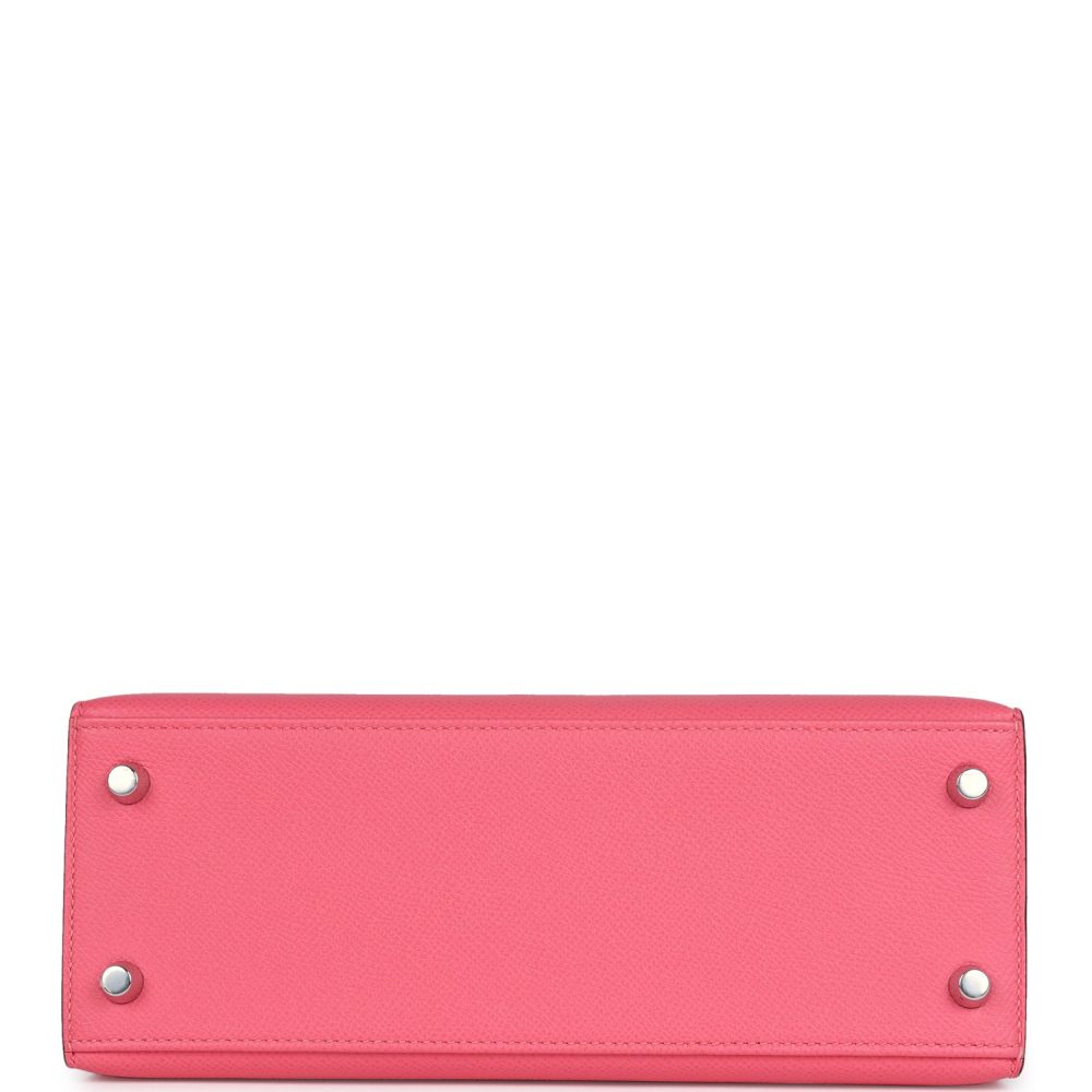 Hermes Kelly Sellier 25 Rose Azalee Epsom Palladium Hardware - Image 6