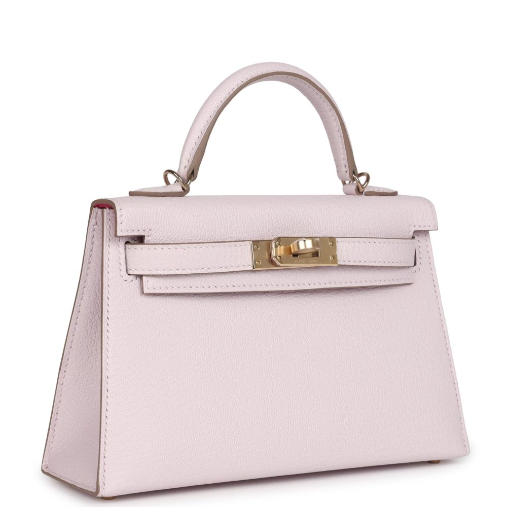 Hermes Special Order (HSS) Kelly Sellier 20 Mauve Pale Verso Chevre Mysore Permabrass Hardware - Image 2