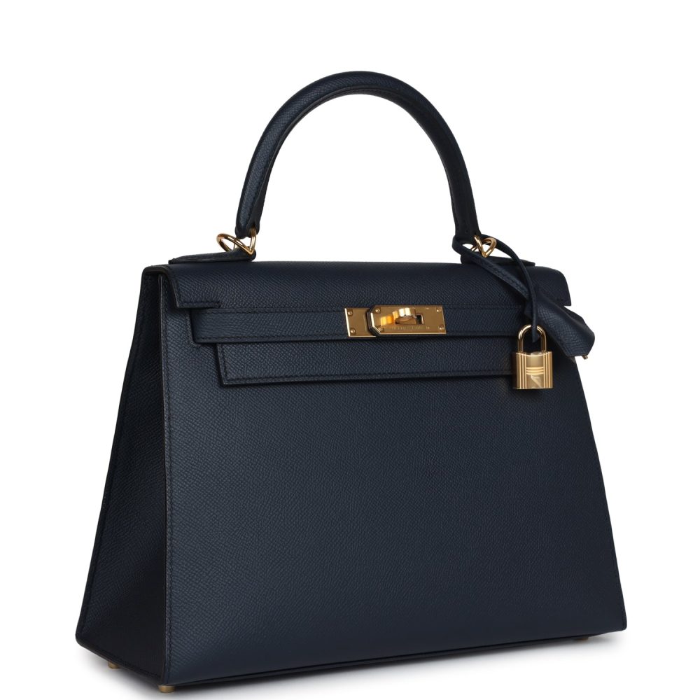 Hermes Kelly Sellier 28 Bleu Indigo Epsom Gold Hardware - Image 2