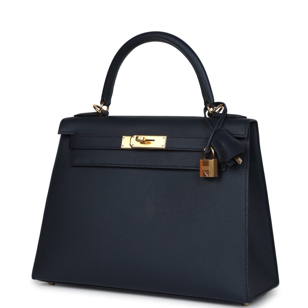 Hermes Kelly Sellier 28 Bleu Indigo Epsom Gold Hardware - Image 5
