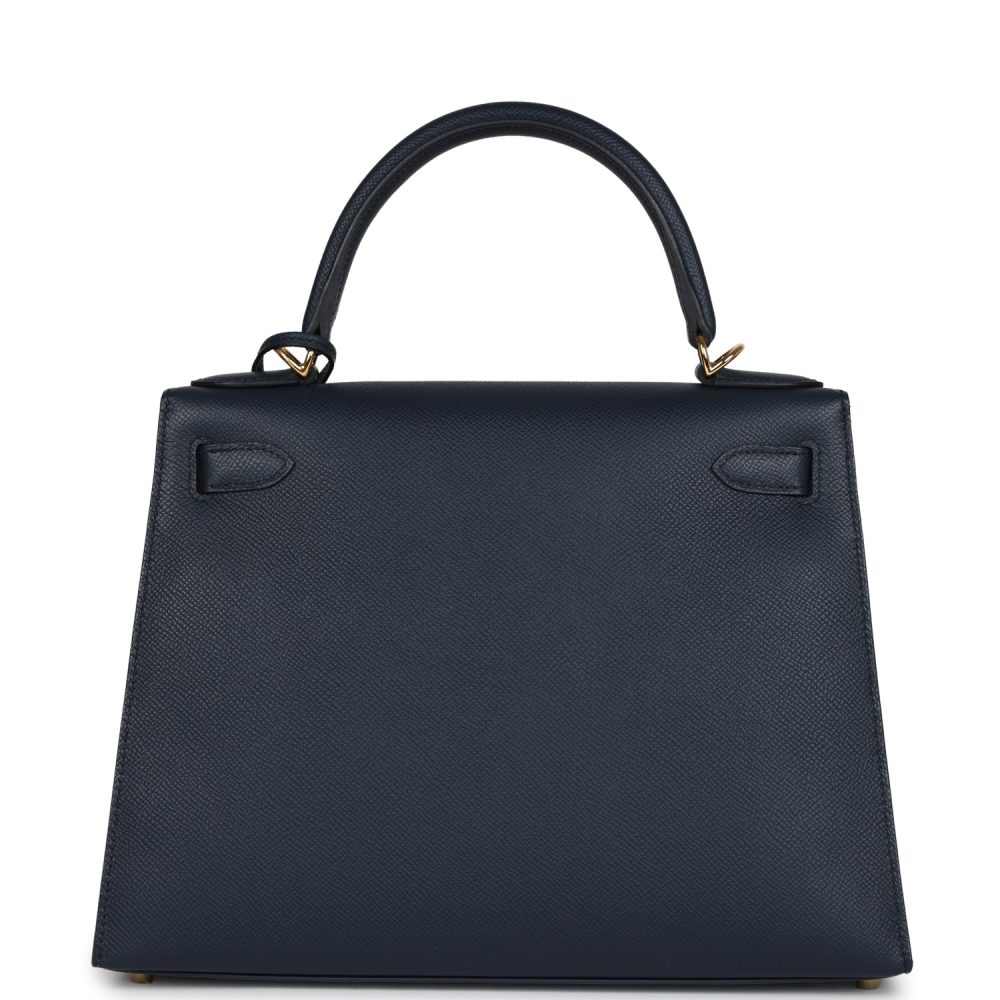 Hermes Kelly Sellier 28 Bleu Indigo Epsom Gold Hardware - Image 4