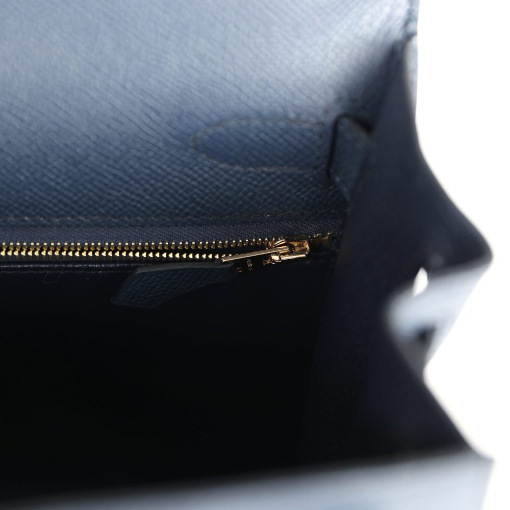 Hermes Kelly Sellier 28 Bleu Indigo Epsom Gold Hardware - Image 9
