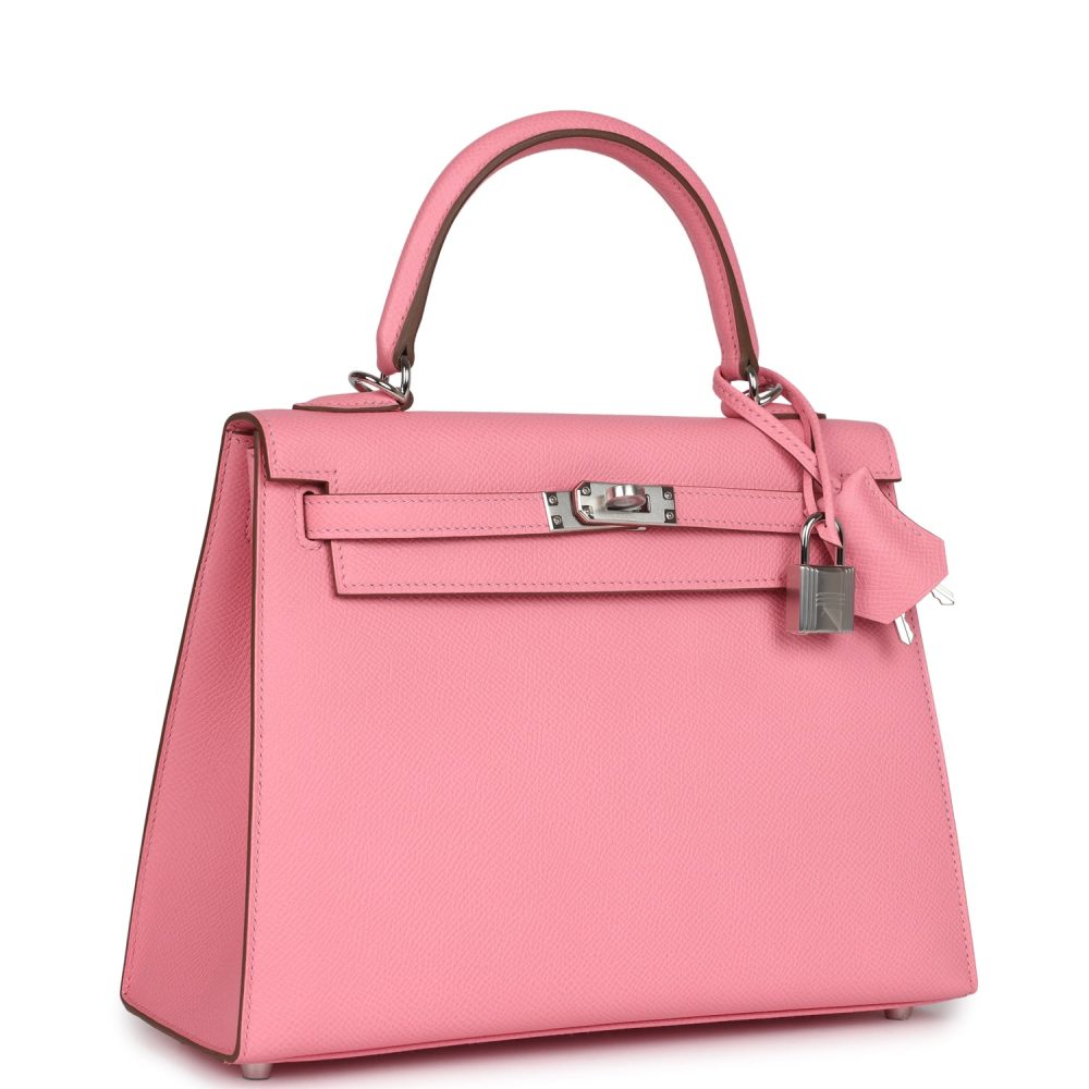 Hermes Kelly Sellier 25 Rose Confetti Epsom Palladium Hardware - Image 2