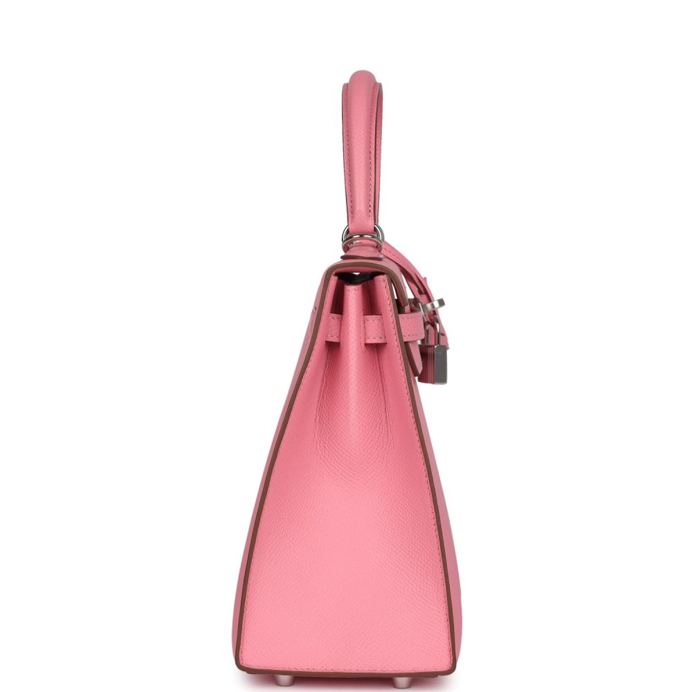 Hermes Kelly Sellier 25 Rose Confetti Epsom Palladium Hardware - Image 3