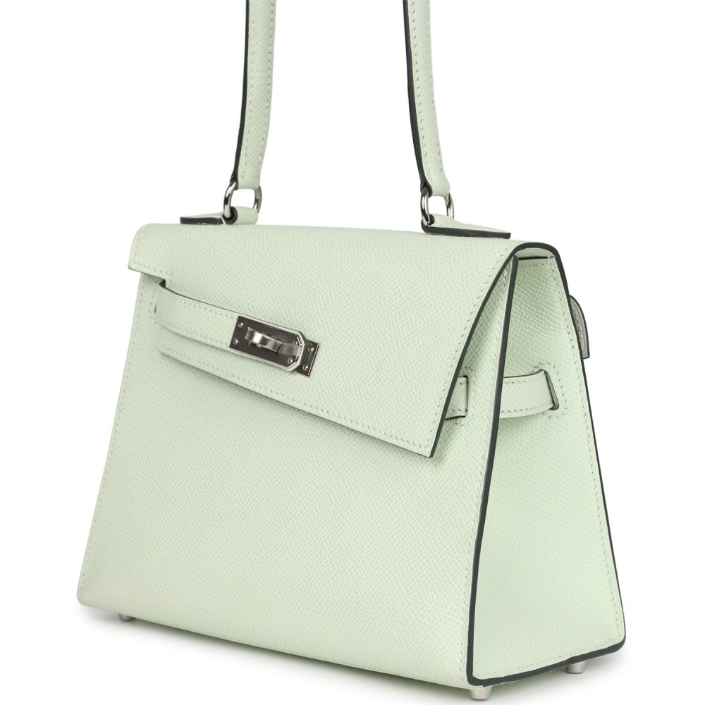 Hermes Kelly Sellier en Desordre 20 Vert Fizz Epsom Palladium Hardware - Image 4