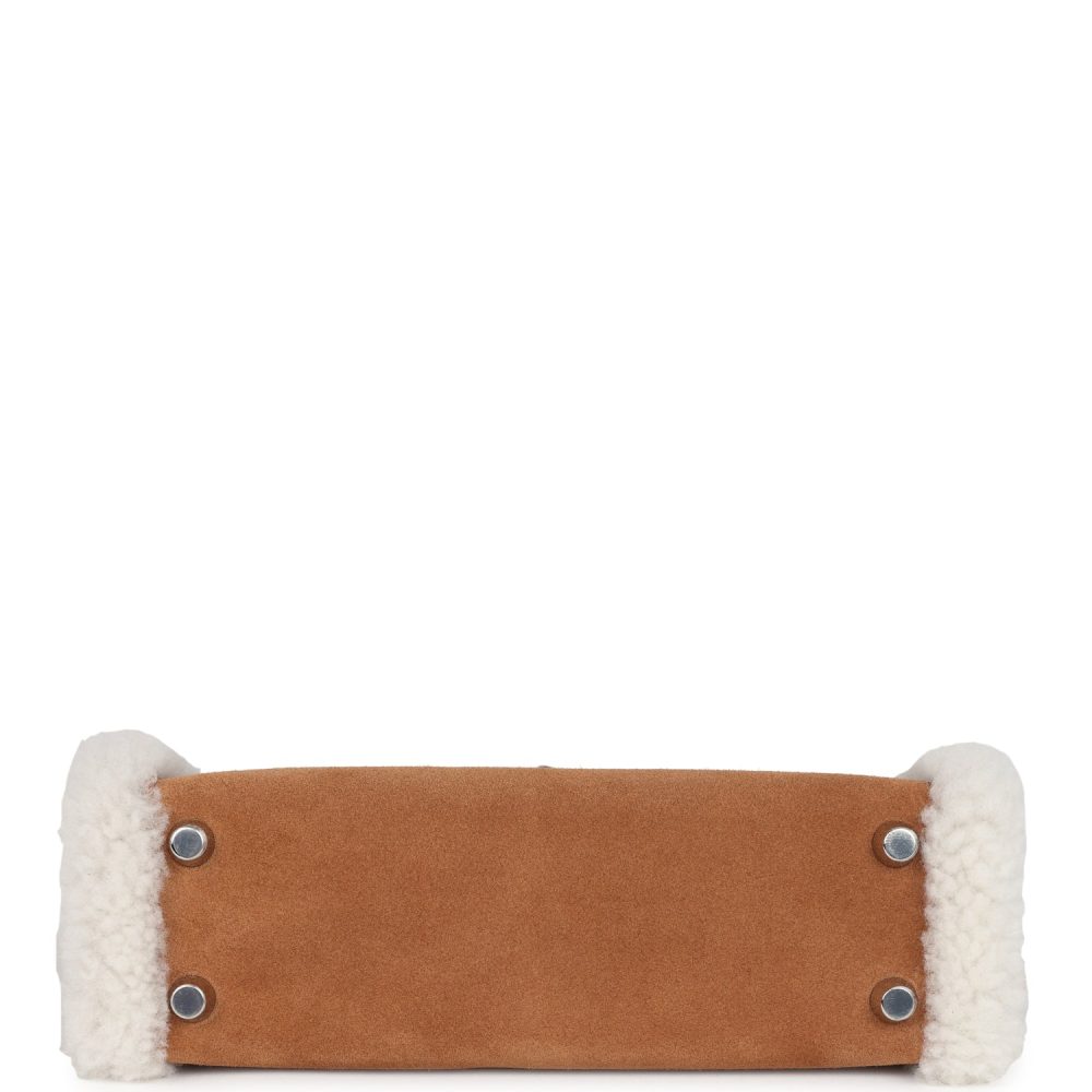 Hermes Teddy Kelly 20 Chamois Shearling and Swift Palladium Hardware - Image 6
