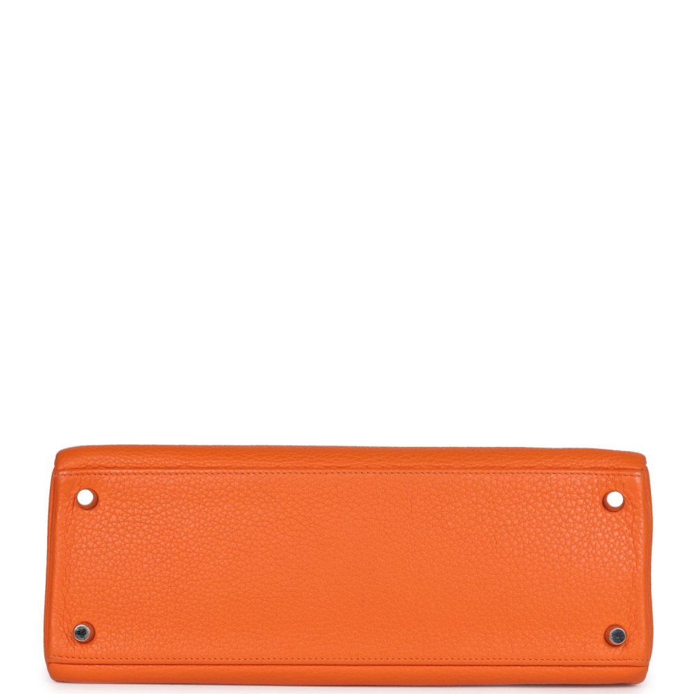 Pre-owned Hermes Kelly Retourne 35 Orange Togo Palladium Hardware - Image 6