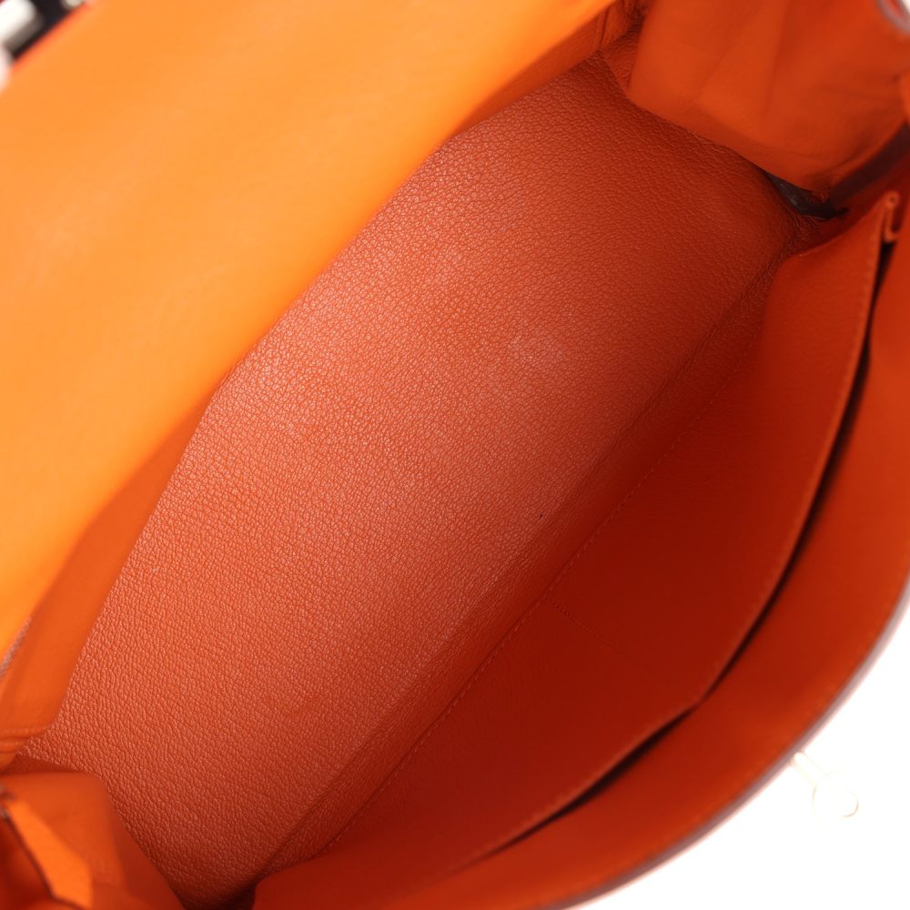 Pre-owned Hermes Kelly Retourne 35 Orange Togo Palladium Hardware - Image 8