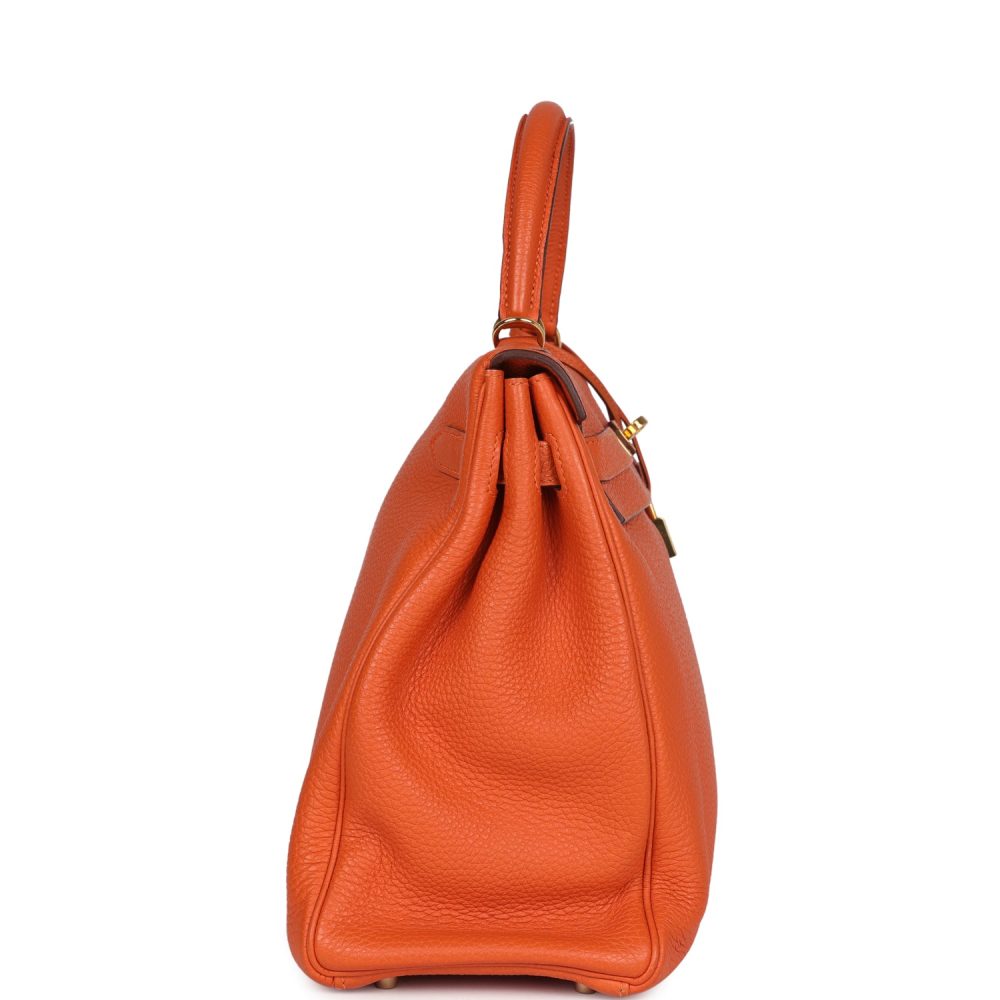 Pre-owned Hermes Kelly Retourne 35 Orange Togo Gold Hardware - Image 3