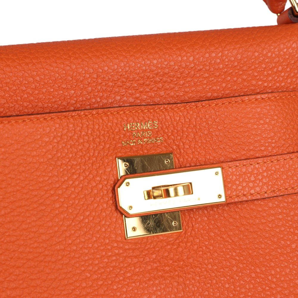 Pre-owned Hermes Kelly Retourne 35 Orange Togo Gold Hardware - Image 7