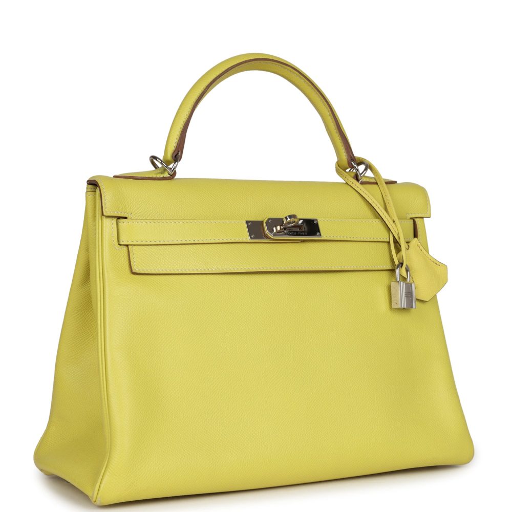 Pre-owned Hermes Kelly Retourne 32 Lime Candy Epsom Palladium Hardware - Image 2