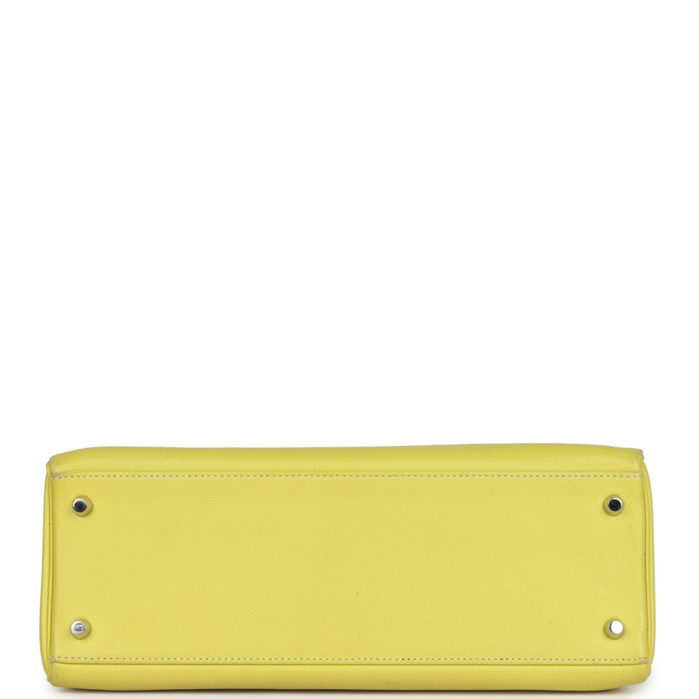 Pre-owned Hermes Kelly Retourne 32 Lime Candy Epsom Palladium Hardware - Image 6