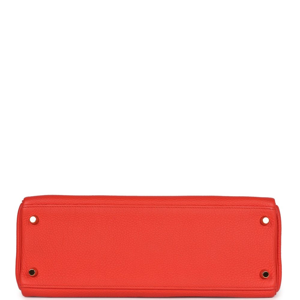 Pre-owned Hermes Kelly Retourne 32 Capucine Togo Gold Hardware - Image 6