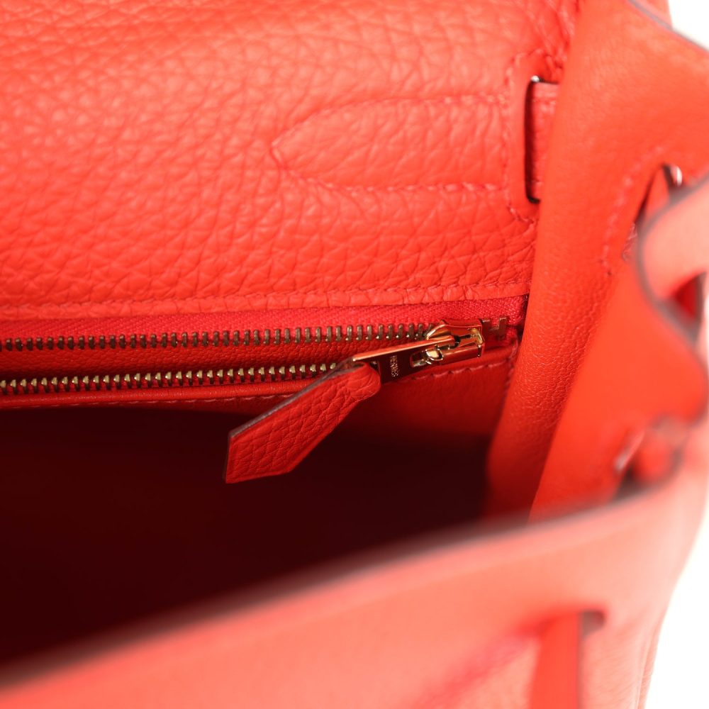 Pre-owned Hermes Kelly Retourne 32 Capucine Togo Gold Hardware - Image 9