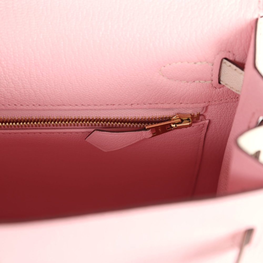 Hermes Special Order (HSS) Kelly Sellier 25 Rose Sakura and Nata Chevre Gold Hardware - Image 9