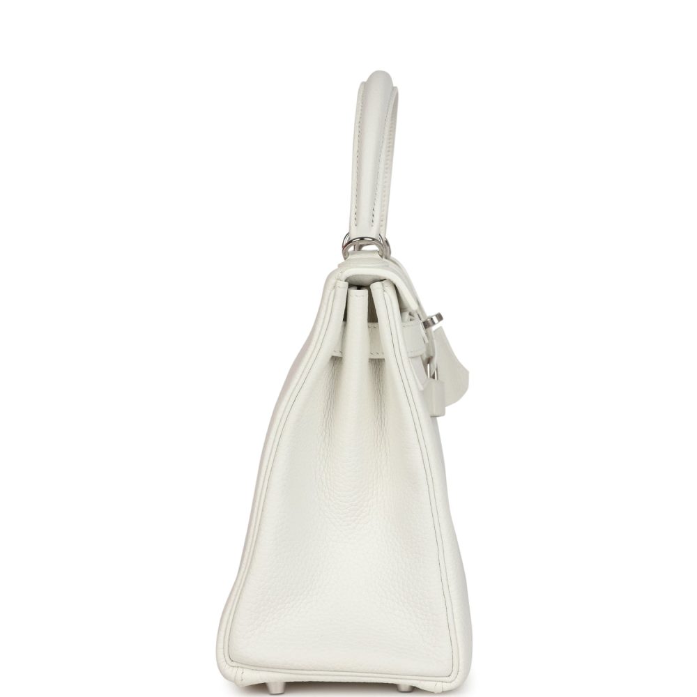 Hermes Kelly Retourne 28 White Clemence Palladium Hardware - Image 3