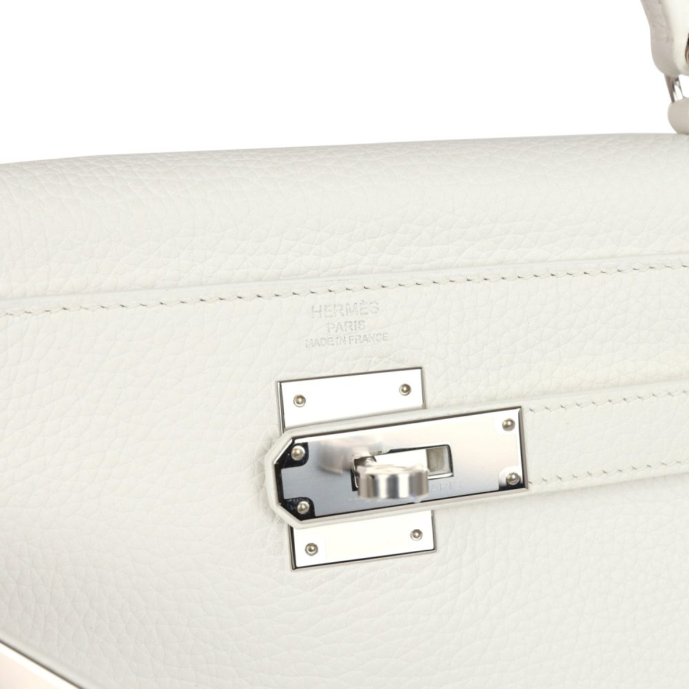 Hermes Kelly Retourne 28 White Clemence Palladium Hardware - Image 7