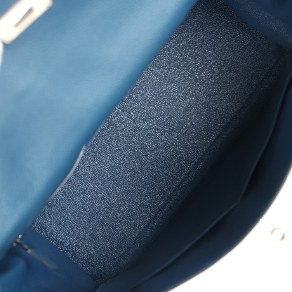 Pre-owned Hermes Kelly Retourne 35 Bleu De Prusse Togo Palladium Hardware - Image 8