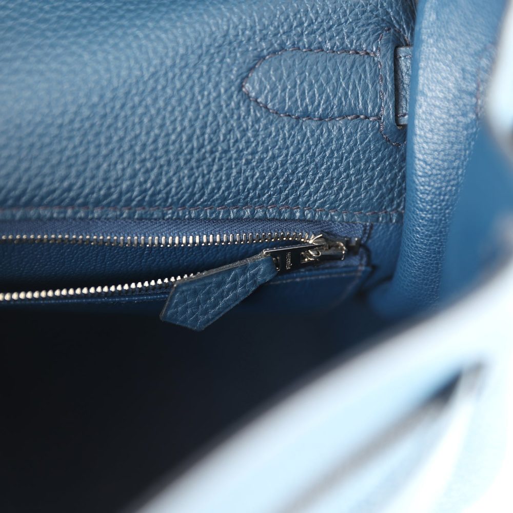 Pre-owned Hermes Kelly Retourne 35 Bleu De Prusse Togo Palladium Hardware - Image 9
